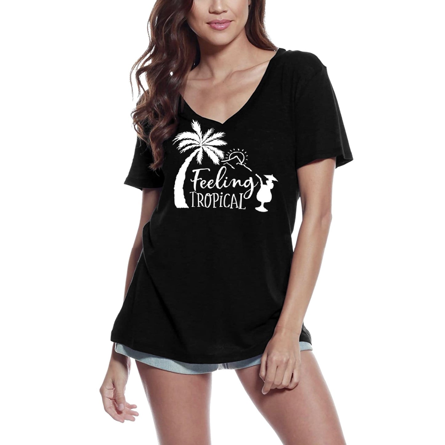 ULTRABASIC Women's T-Shirt Feeling Tropical - Short Sleeve Tee Shirt Tops