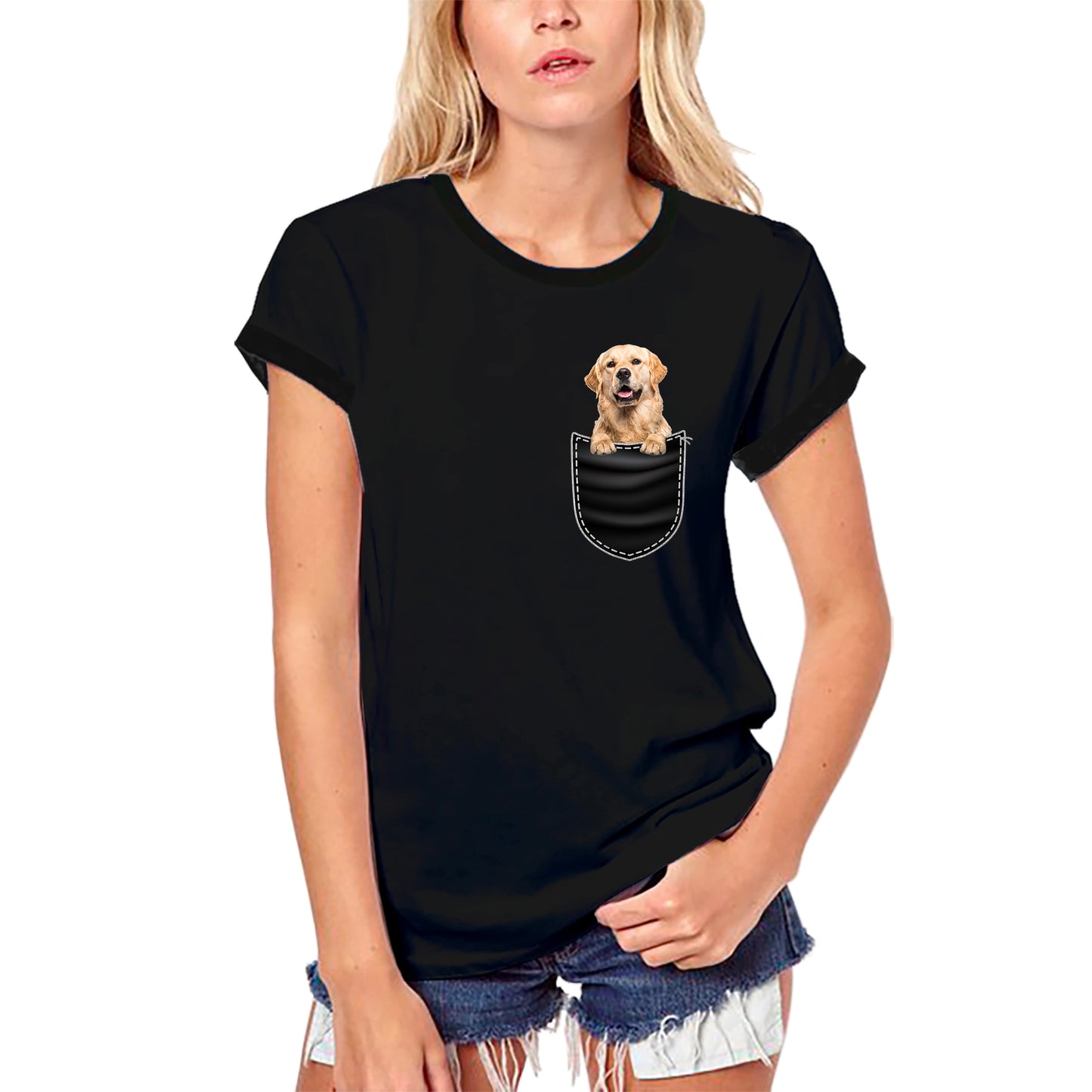 ULTRABASIC Graphic Women's T-Shirt Golden Retriever - Cute Dog In Your Pocket