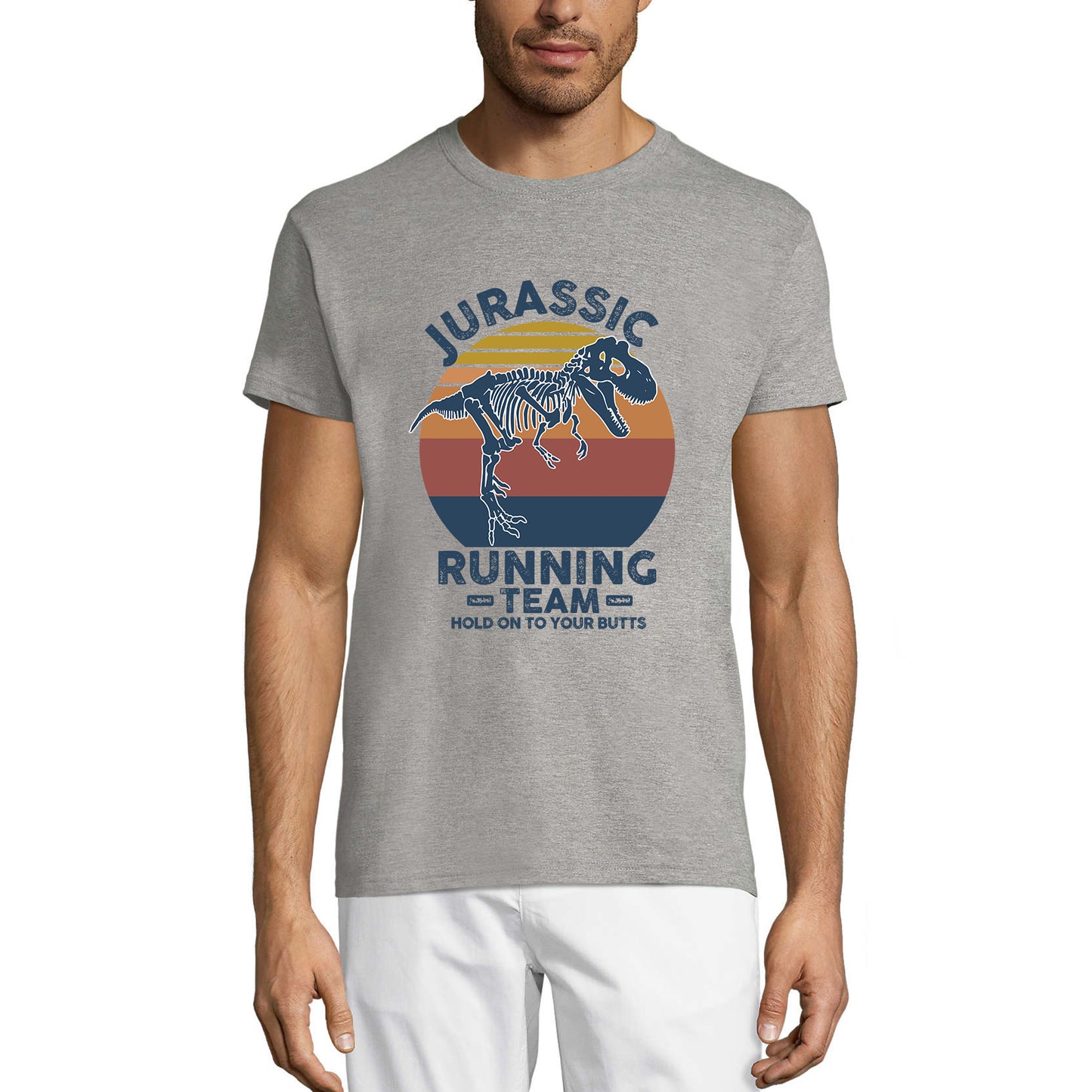 ULTRABASIC Men's Novelty T-Shirt Jurassic Running Team - Funny Runner Squad Tee Shirt