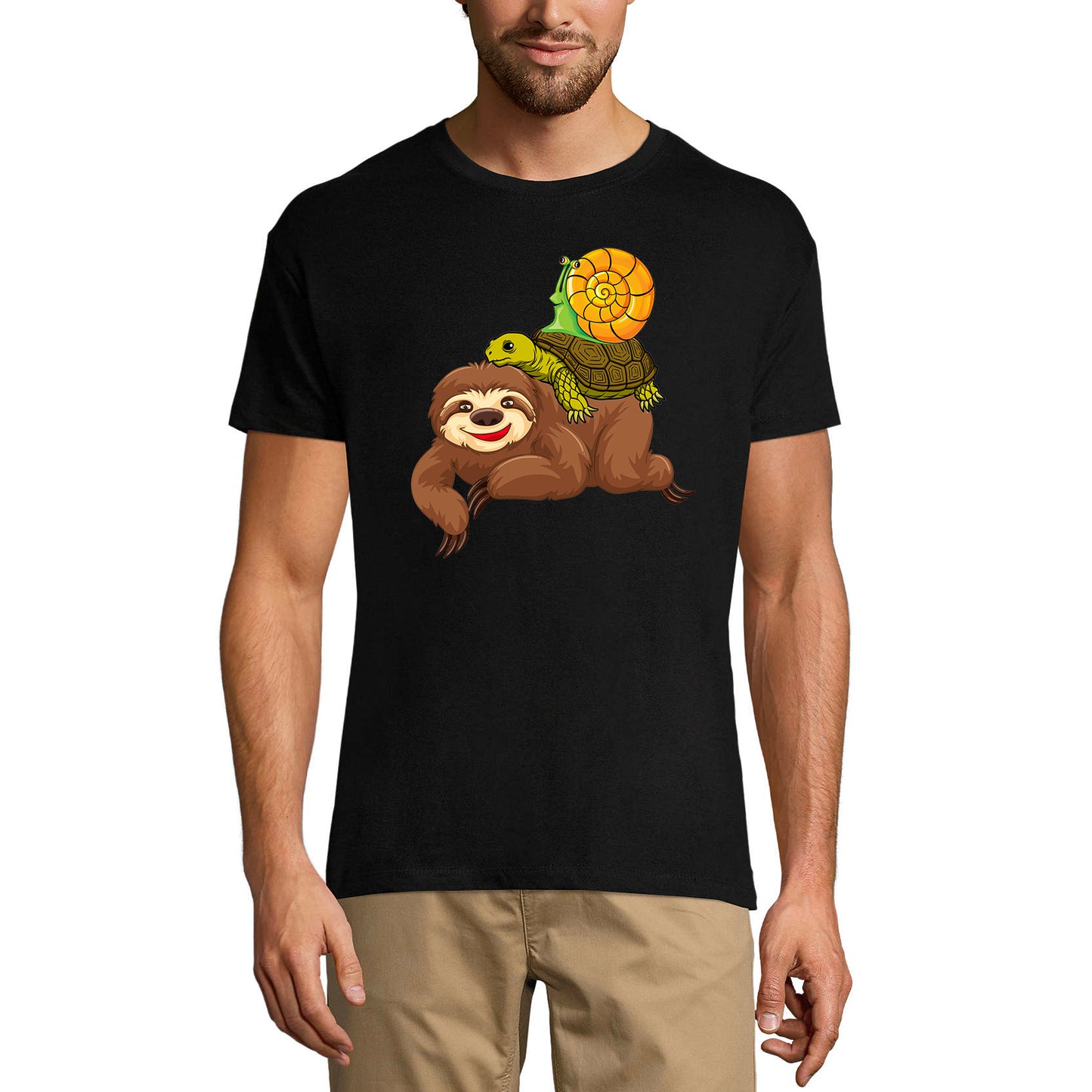 ULTRABASIC Men's Novelty T-Shirt Sloth Turtle and Snail - Funny Runner Tee Shirt