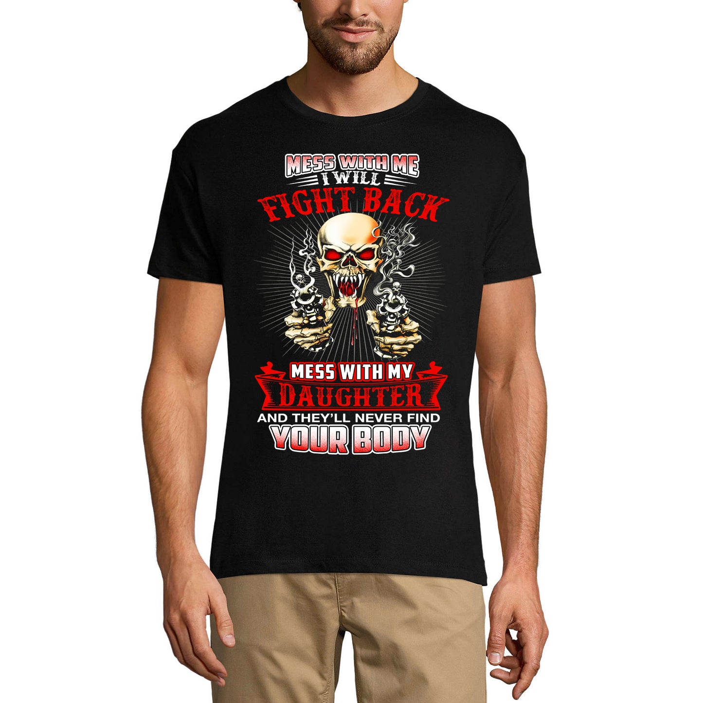 ULTRABASIC Men's Graphic T-Shirt Mess With My Daughter Love - Scary Skull