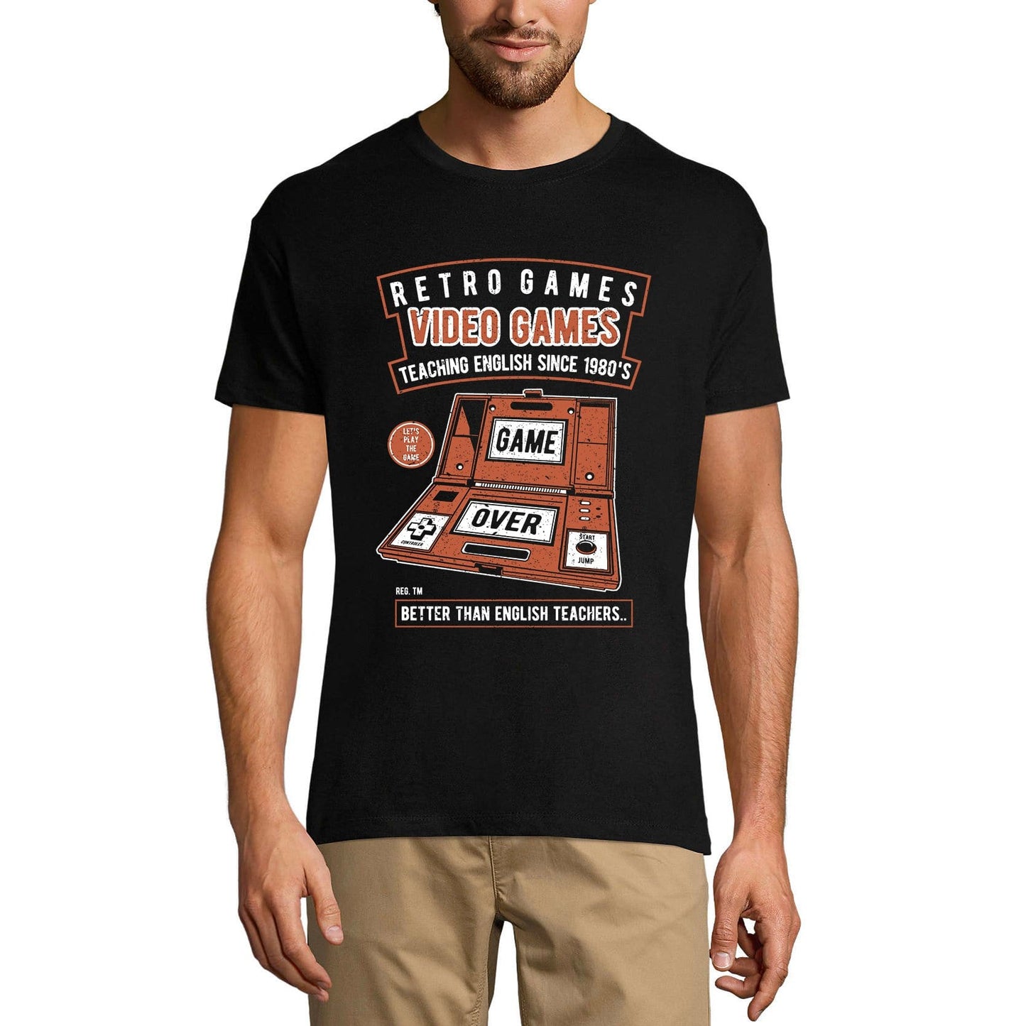 ULTRABASIC Men's Gaming T-Shirt Retro Video Games 80s - Teaching English Since 1980 Tee Shirt