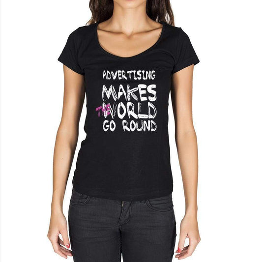 Advertising World Goes Round Womens Short Sleeve Round Neck T-Shirt 00081 - Black / Xs - Casual