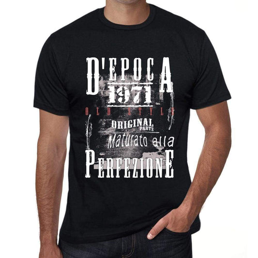 Aged To Perfection Italian 1971 Black Mens Short Sleeve Round Neck T-Shirt Gift T-Shirt 00355 - Black / Xs - Casual
