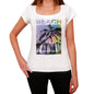 Agucadoura Beach Name Palm White Womens Short Sleeve Round Neck T-Shirt 00287 - White / Xs - Casual