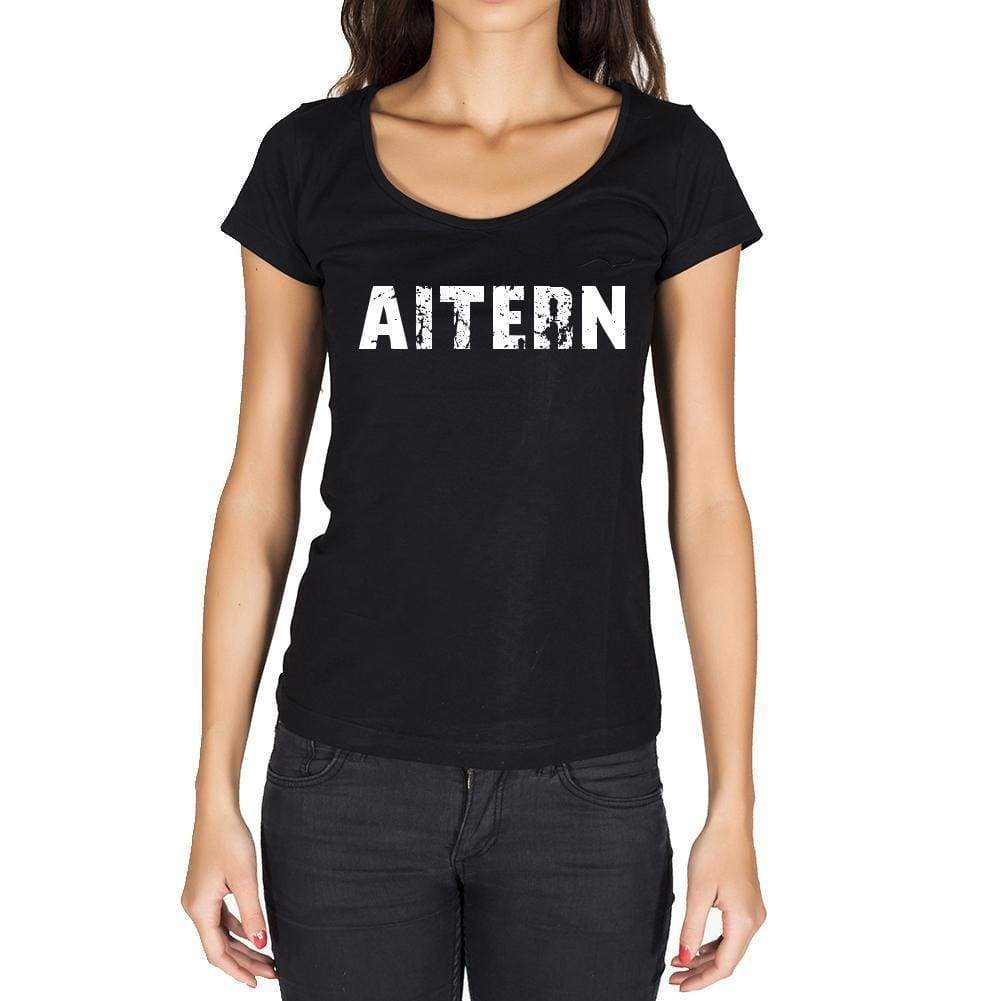 Aitern German Cities Black Womens Short Sleeve Round Neck T-Shirt 00002 - Casual