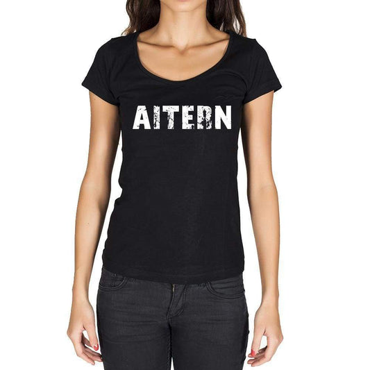 Aitern German Cities Black Womens Short Sleeve Round Neck T-Shirt 00002 - Casual
