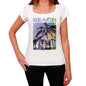 Al Thakhira Beach Name Palm White Womens Short Sleeve Round Neck T-Shirt 00287 - White / Xs - Casual