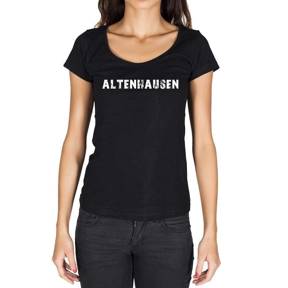 Altenhausen German Cities Black Womens Short Sleeve Round Neck T-Shirt 00002 - Casual