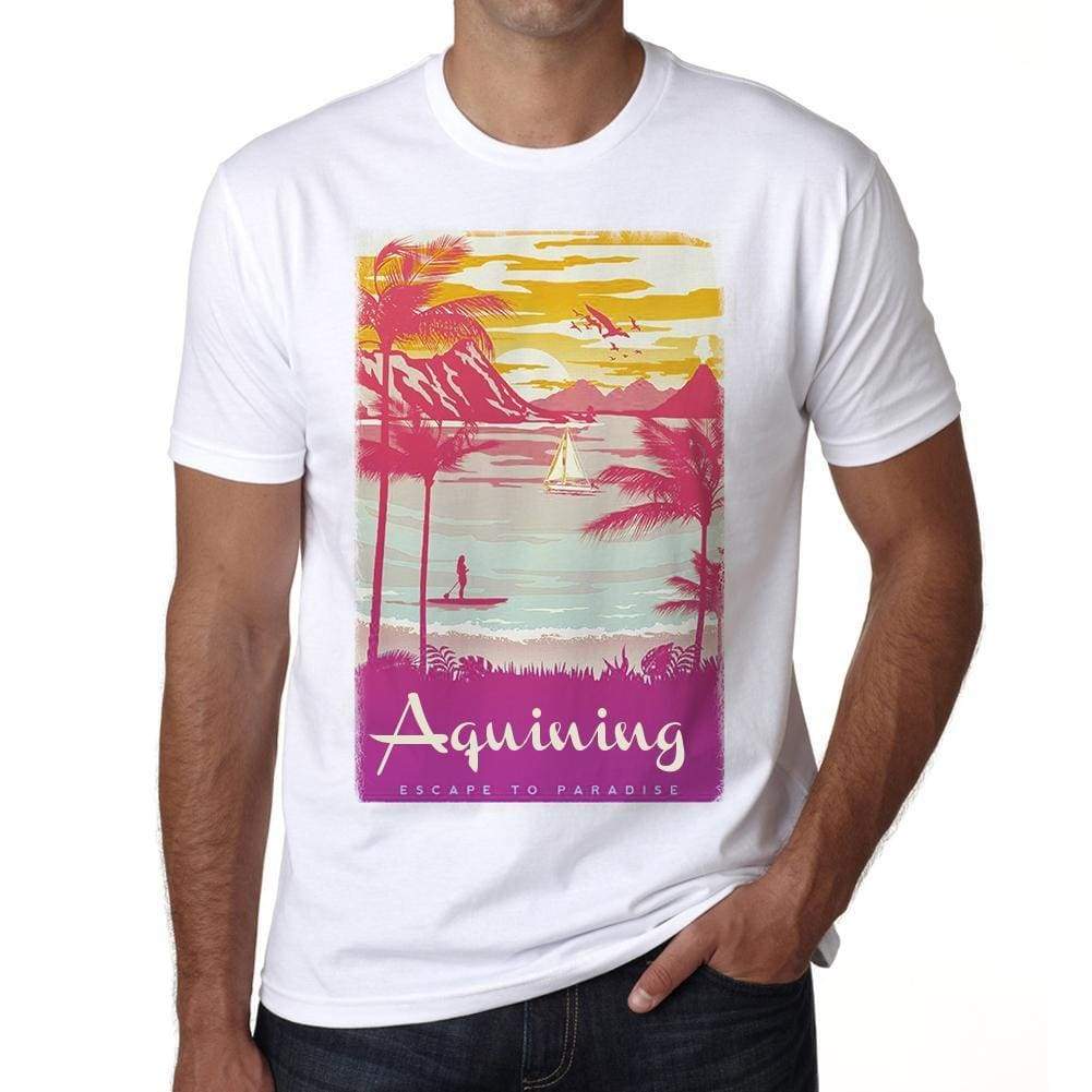 Aquining Escape To Paradise White Mens Short Sleeve Round Neck T-Shirt 00281 - White / S - Casual