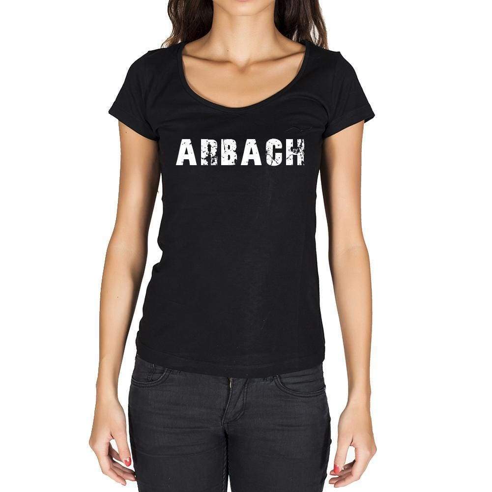 Arbach German Cities Black Womens Short Sleeve Round Neck T-Shirt 00002 - Casual