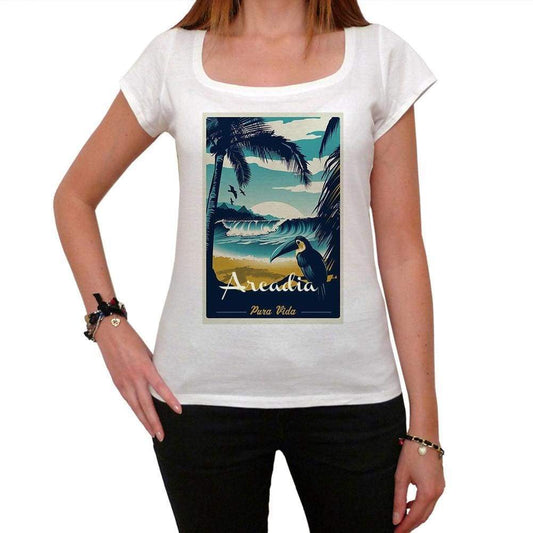Arcadia Pura Vida Beach Name White Womens Short Sleeve Round Neck T-Shirt 00297 - White / Xs - Casual