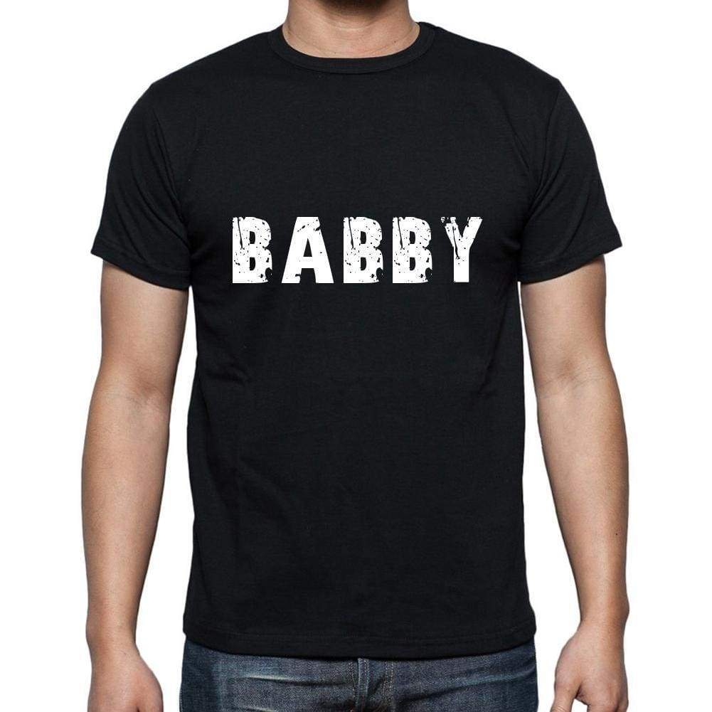 Babby Mens Short Sleeve Round Neck T-Shirt 5 Letters Black Word 00006 - Casual