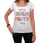 Badagry Beach Party White Womens Short Sleeve Round Neck T-Shirt 00276 - White / Xs - Casual