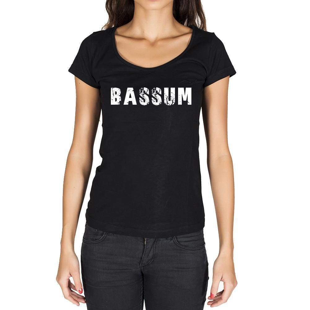 Bassum German Cities Black Womens Short Sleeve Round Neck T-Shirt 00002 - Casual