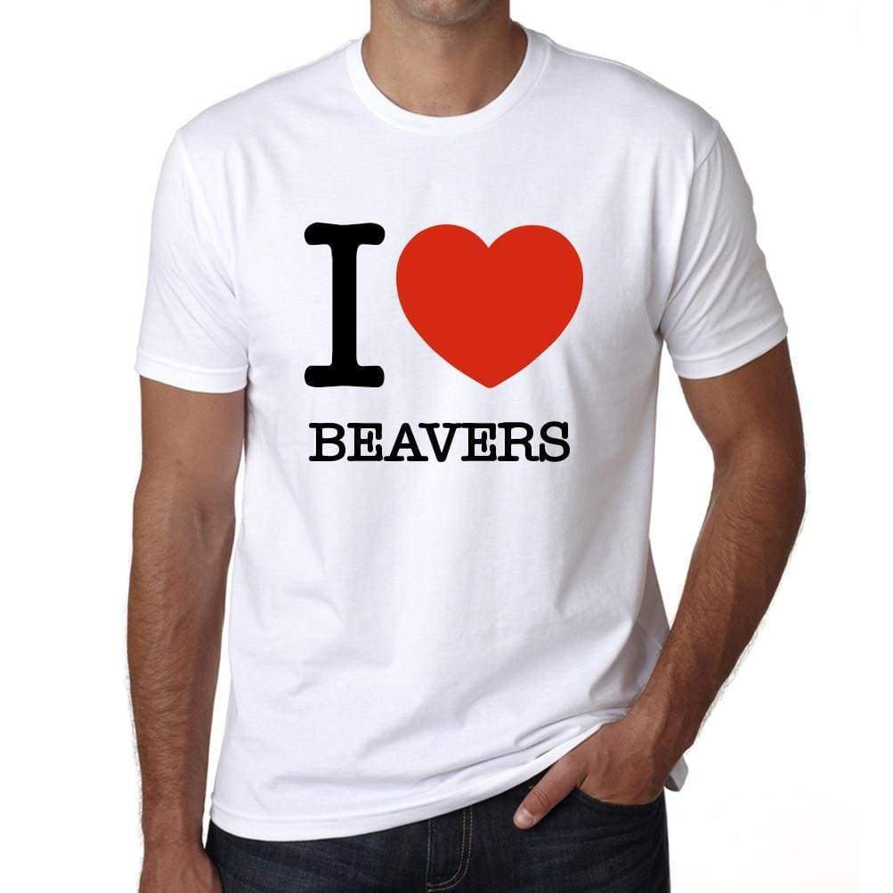 Beavers Mens Short Sleeve Round Neck T-Shirt - White / S - Casual