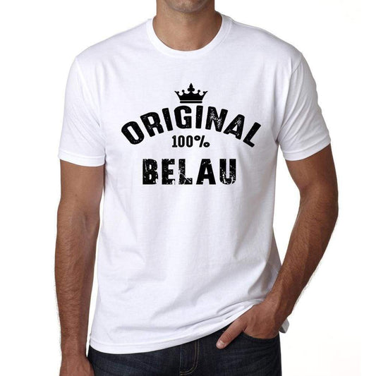 belau, 100% German city white, <span>Men's</span> <span>Short Sleeve</span> <span>Round Neck</span> T-shirt 00001 - ULTRABASIC