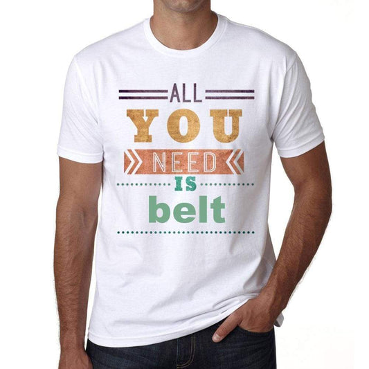 Belt Mens Short Sleeve Round Neck T-Shirt 00025 - Casual