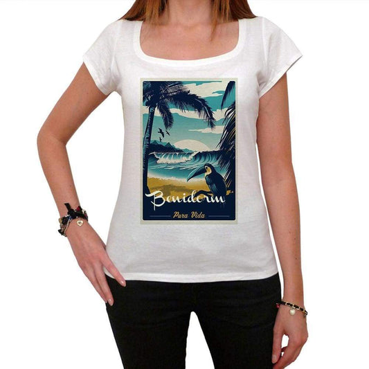 Benidorm Pura Vida Beach Name White Womens Short Sleeve Round Neck T-Shirt 00297 - White / Xs - Casual