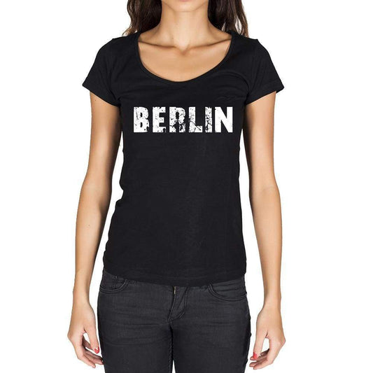 Berlin German Cities Black Womens Short Sleeve Round Neck T-Shirt 00002 - Casual