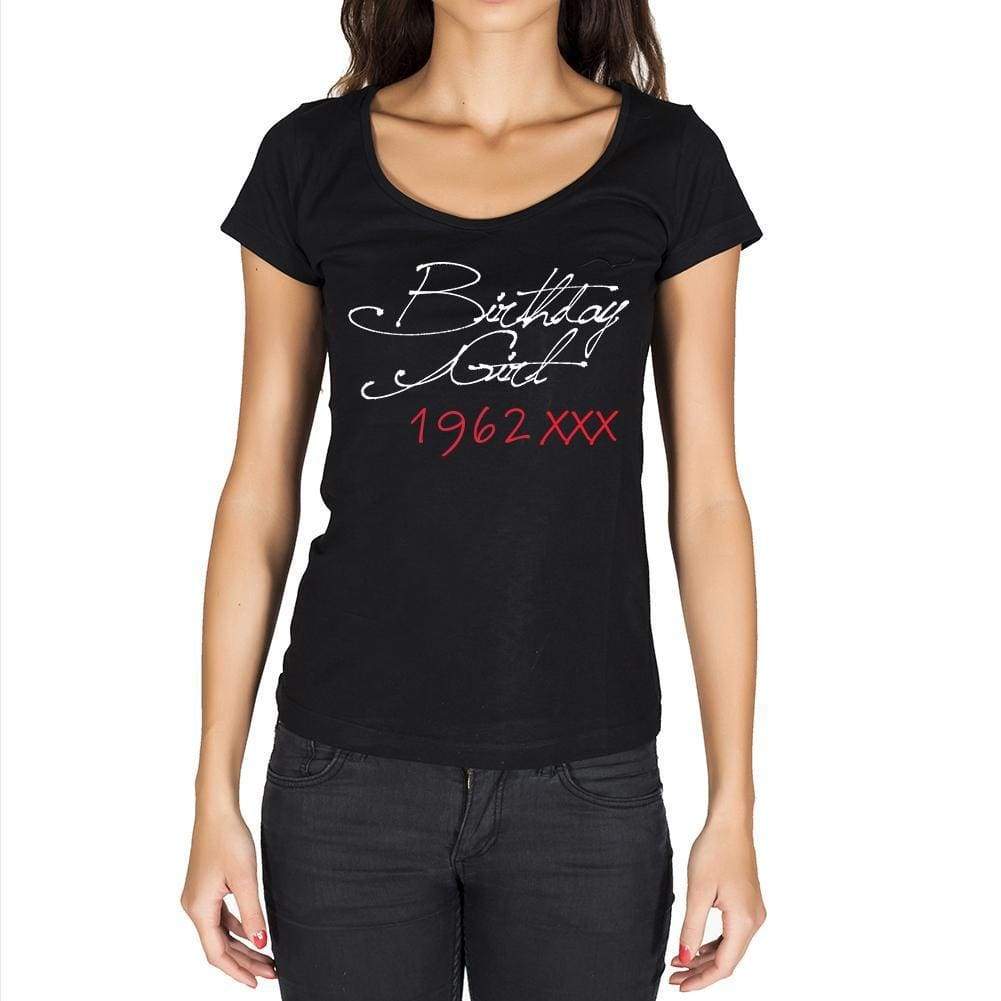 Birthday Girl 1962 Black Womens Short Sleeve Round Neck T-Shirt 00099 - Black / Xs - Casual