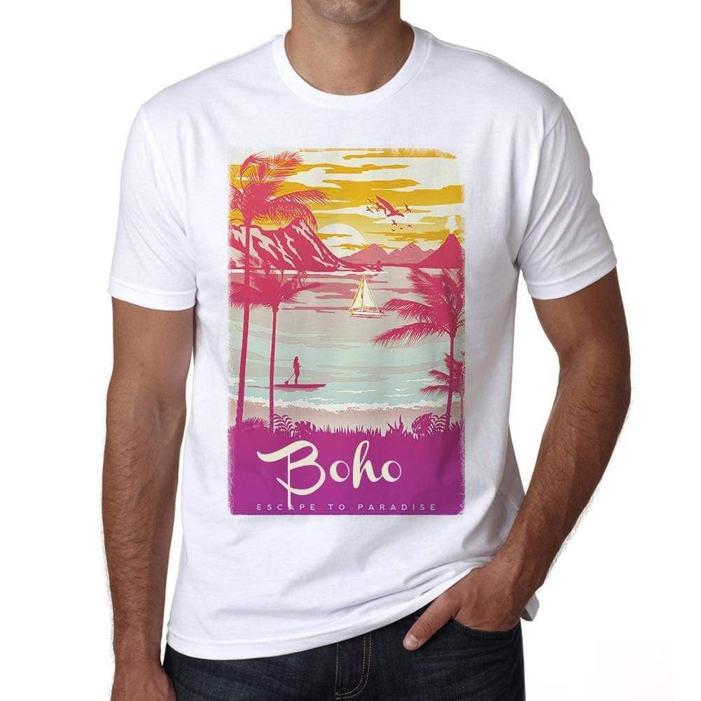 Boho Escape To Paradise White Mens Short Sleeve Round Neck T-Shirt 00281 - White / S - Casual