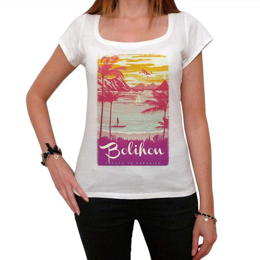 Bolihon Escape To Paradise Womens Short Sleeve Round Neck T-Shirt 00280 - White / Xs - Casual