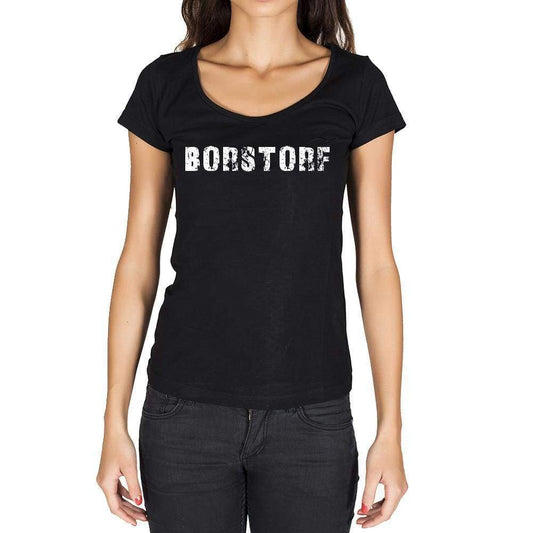 Borstorf German Cities Black Womens Short Sleeve Round Neck T-Shirt 00002 - Casual