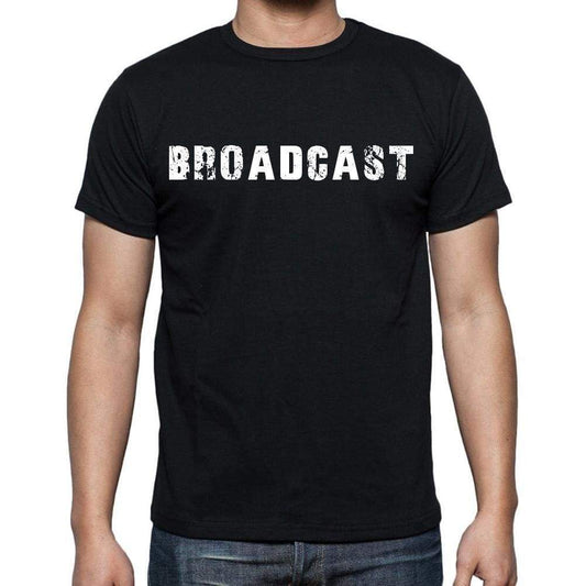 Broadcast White Letters Mens Short Sleeve Round Neck T-Shirt 00007