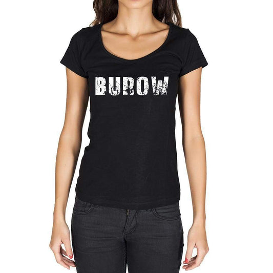 Burow German Cities Black Womens Short Sleeve Round Neck T-Shirt 00002 - Casual