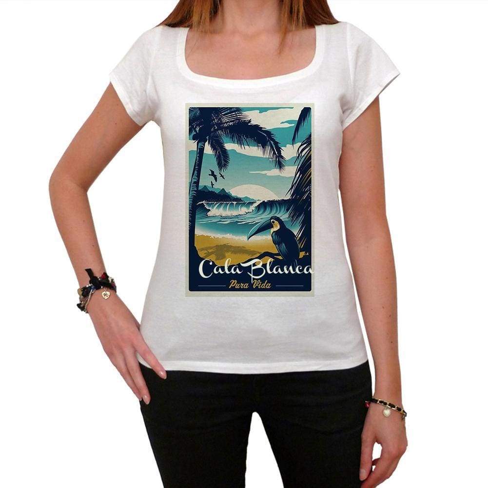 Cala Blanca Pura Vida Beach Name White Womens Short Sleeve Round Neck T-Shirt 00297 - White / Xs - Casual