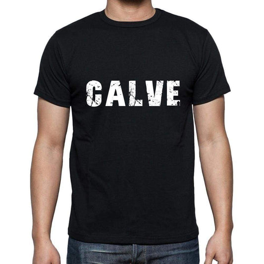 Calve Mens Short Sleeve Round Neck T-Shirt 5 Letters Black Word 00006 - Casual