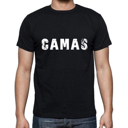 Camas Mens Short Sleeve Round Neck T-Shirt 5 Letters Black Word 00006 - Casual