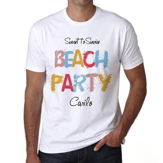 Carilo Beach Party White Mens Short Sleeve Round Neck T-Shirt 00279 - White / S - Casual