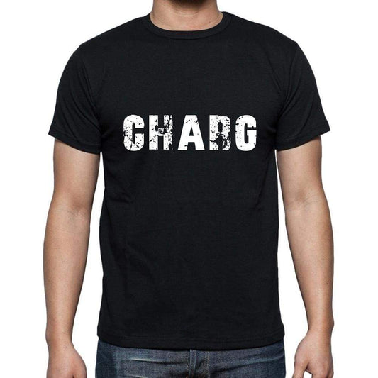 Charg Mens Short Sleeve Round Neck T-Shirt 5 Letters Black Word 00006 - Casual
