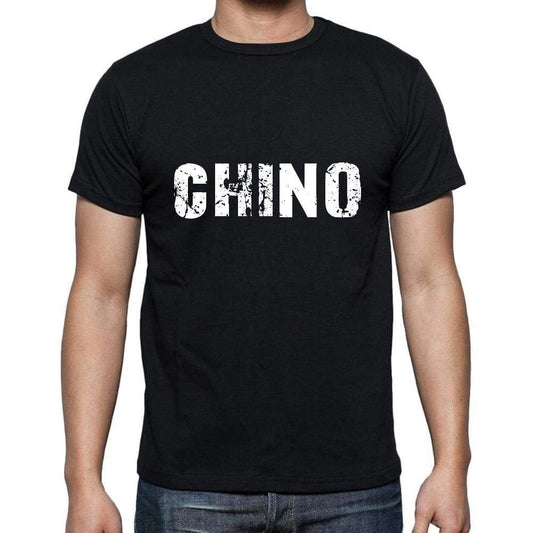 Chino Mens Short Sleeve Round Neck T-Shirt 5 Letters Black Word 00006 - Casual