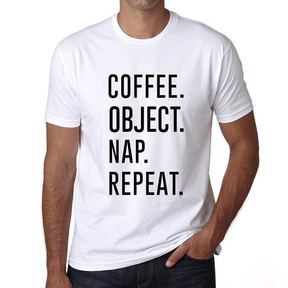 Coffee Object Nap Repeat Mens Short Sleeve Round Neck T-Shirt 00058 - White / S - Casual