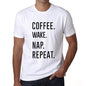 Coffee Wake Nap Repeat Mens Short Sleeve Round Neck T-Shirt 00058 - White / S - Casual