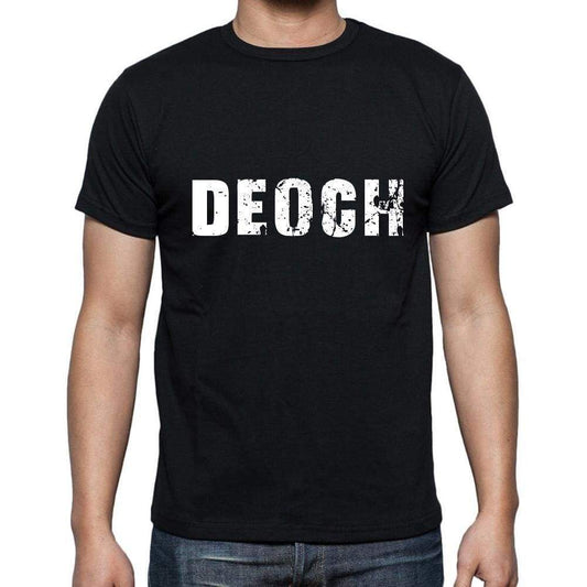 Deoch Mens Short Sleeve Round Neck T-Shirt 5 Letters Black Word 00006 - Casual