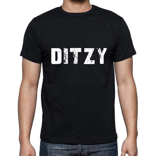 Ditzy Mens Short Sleeve Round Neck T-Shirt 5 Letters Black Word 00006 - Casual