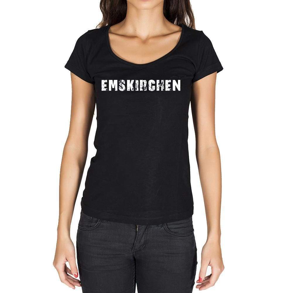 Emskirchen German Cities Black Womens Short Sleeve Round Neck T-Shirt 00002 - Casual