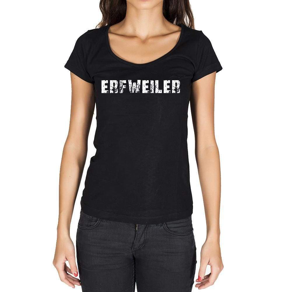 Erfweiler German Cities Black Womens Short Sleeve Round Neck T-Shirt 00002 - Casual