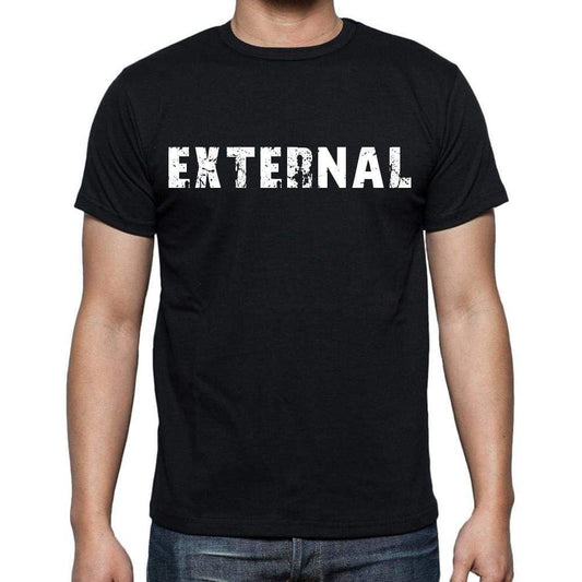 External Mens Short Sleeve Round Neck T-Shirt Black T-Shirt En