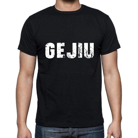 Gejiu Mens Short Sleeve Round Neck T-Shirt 5 Letters Black Word 00006 - Casual