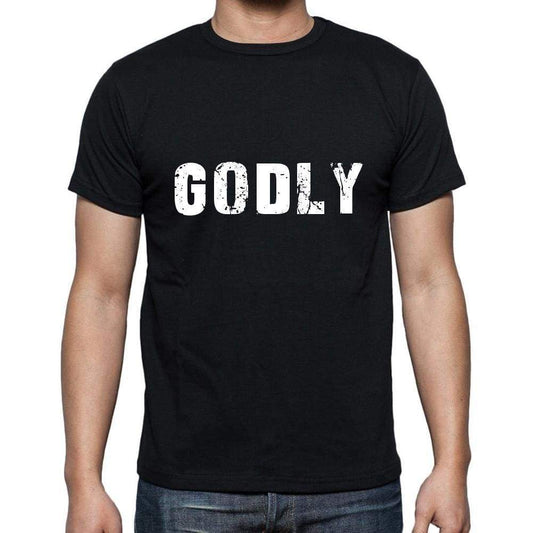 Godly Mens Short Sleeve Round Neck T-Shirt 5 Letters Black Word 00006 - Casual