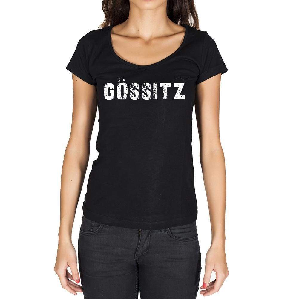 Gössitz German Cities Black Womens Short Sleeve Round Neck T-Shirt 00002 - Casual