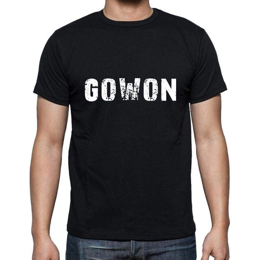 Gowon Mens Short Sleeve Round Neck T-Shirt 5 Letters Black Word 00006 - Casual