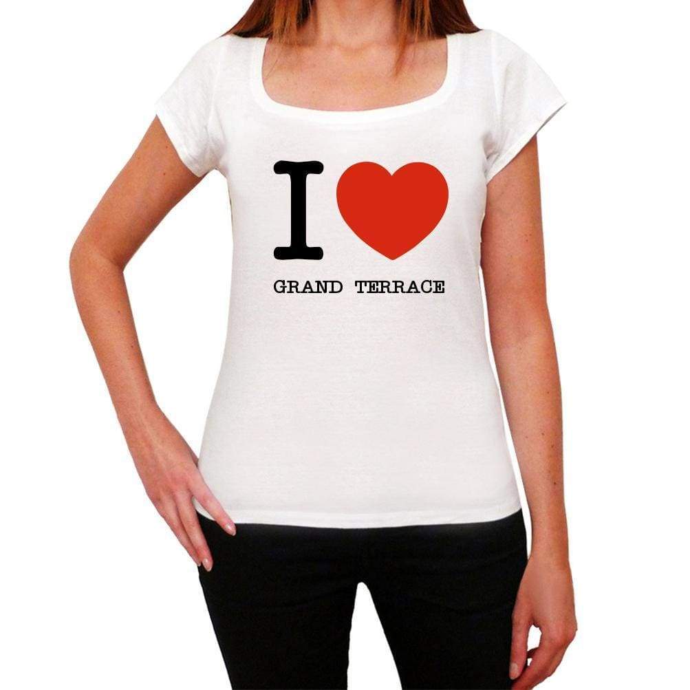 Grand Terrace I Love Citys White Womens Short Sleeve Round Neck T-Shirt 00012 - White / Xs - Casual
