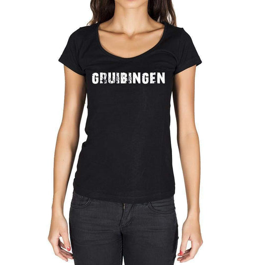 Gruibingen German Cities Black Womens Short Sleeve Round Neck T-Shirt 00002 - Casual