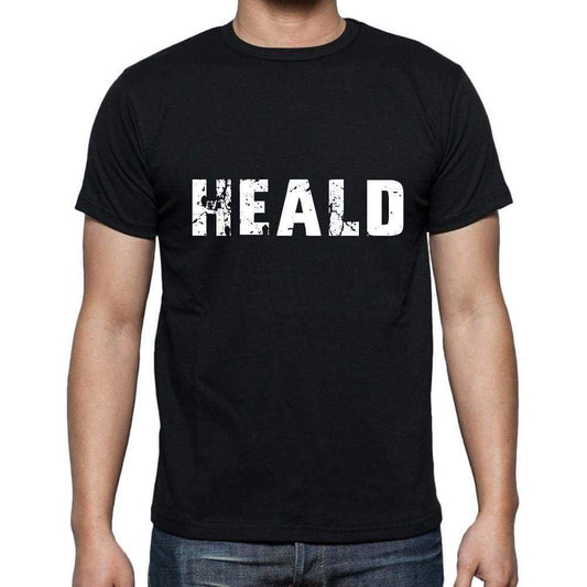 Heald Mens Short Sleeve Round Neck T-Shirt 5 Letters Black Word 00006 - Casual
